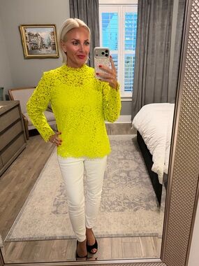 J. Crew Chartreuse Lace top